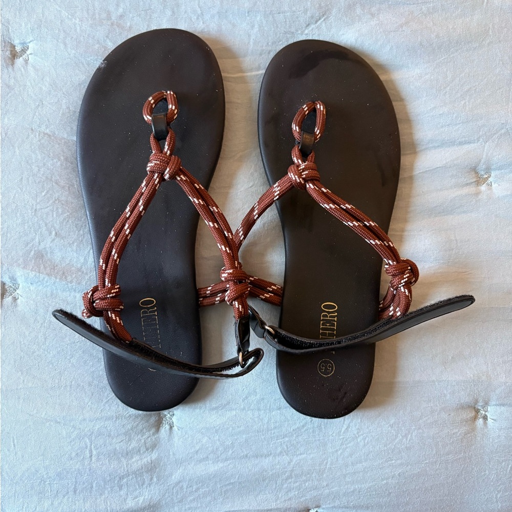 Brown Rope-Detail Women’s Sandals